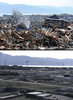 東日本大震災の被災地の震災直後の様子と、2012年1月の様子。

写真上は岩手県大槌町の津波被災地に横たわる漁船（2011年3月31日撮影）。写真下は現在の様子（2012年1月16日撮影）。(c)AFP/TOSHIFUMI KITAMURA/TORU YAMANAKA
