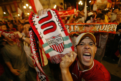 ＜サッカー UEFA杯＞大会連覇に沸くセビリア - スペイン
