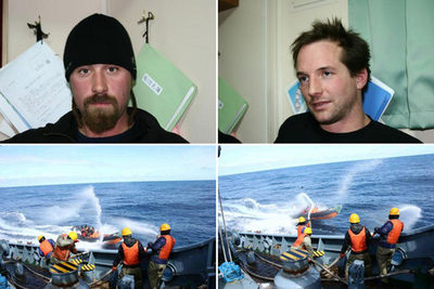 調査捕鯨船に不法侵入の活動家2人、日本政府が解放で合意