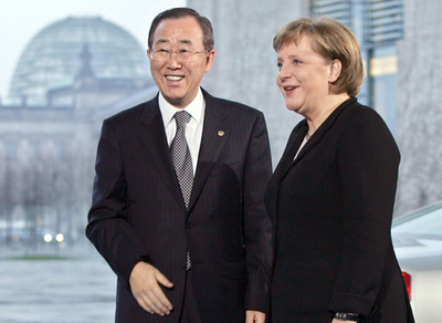 潘国連事務総長、メルケル首相と2者会談 - ドイツ