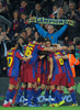 10-11スペイン1部リーグ第11節、FCバルセロナ（FC Barcelona）対ビジャレアル（Villarreal CF）で、勝利し喜ぶFCバルセロナの選手（2010年11月13日撮影）。(c)AFP/LLUIS GENE