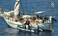 ソマリア沖のアデン湾（Gulf of Aden）でフランスのヨット「Tanit」号が海賊に乗っ取られた事件で、人質を解放するよう海賊を説得する仏軍兵士。

仏海軍の特殊部隊は10日、人質救出作戦を決行。人質5人のうち3歳の子どもを含む4人を救出したが、ヨットの所有者の男性1人が死亡した。海賊は2人が射殺され、3人が拘束された。（2009年4月10日仏軍提供）(c)AFP/ECPAD