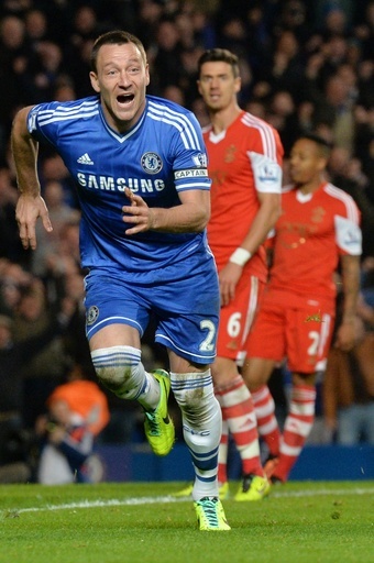 チェルシー2位浮上、テリーが節目の試合で決勝弾