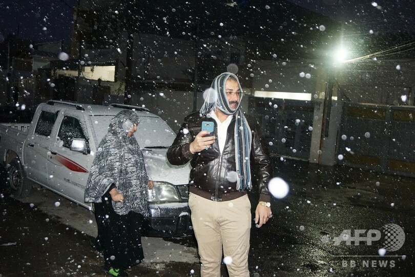 イラク首都にごく珍しい雪、過去100年で2回目