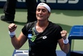 全米オープンテニス、女子シングルス1回戦。勝利を喜ぶオンス・ジャバー（2023年8月29日撮影）。(c)TIMOTHY A. CLARY / AFP