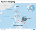 台風1号（アジア名：ヴォンフォン）の進路を示した図。(c)AFP