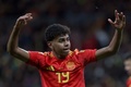 サッカー国際親善試合、スペイン対ブラジル。試合に臨むスペインのラミネ・ヤマル（2024年3月26日撮影）。(c)Pierre-Philippe MARCOU/ AFP