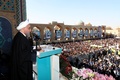 イラン中部ヤズドで演説するハッサン・ロウハニ大統領。イラン大統領府提供（2019年11月10日提供）。(c)Photo by HO / Iranian Presidency / AFP