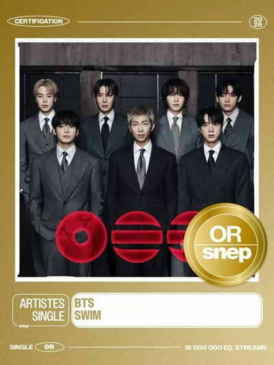 BTS「SWIM」、フランスでゴールド認定