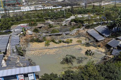 地下鉄工事現場の陥没事故、死亡者数10人に増える　中国・広東省
