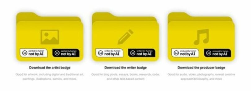 人の創作物であることをバッジで表示しようという「NOT By AI」プロジェクト（NOT By AIプロジェクトサイトキャプチャー）(c)news1