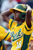 第67回リトルリーグ世界選手権大会（2013 Little League World Series）は25日、米ペンシルベニア（Pennsylvania）州ウィリアムズポート（Willamsport）で決勝が行われ、日本代表の武蔵府中（Musashi Fuchu）が6-4で米国代表のカリフォルニア（California）州チュラビスタ（Chula Vista）に勝利し、世界一に輝いた。

試合に敗れ、頭を抱える米国代表の選手（2013年8月25日撮影）。(c)AFP/Getty Images/Rob Carr
