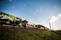 デンマークのニュボーで、事故により損傷した貨物列車（2019年1月2日撮影）。(c)Tim K. Jensen / Ritzau Scanpix / AFP