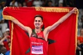 パリ五輪、陸上男子3000メートル障害決勝。金メダル獲得を喜ぶモロッコのスフィアヌ・バカリ（2024年8月7日撮影）。(c)Kirill KUDRYAVTSEV / AFP