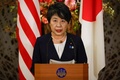 東京で開催された先進7か国（G7）の外相会合を終え、記者会見に臨む上川陽子外相（2023年11月8日撮影）。(c)ANDRONIKI CHRISTODOULOU / POOL / AFP