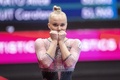 第50回世界体操競技選手権、女子個人総合決勝。演技を終えたロシア体操連盟（RGF）のアンジェリーナ・メルニコワ（2021年10月21日撮影）。(c)Charly TRIBALLEAU / AFP