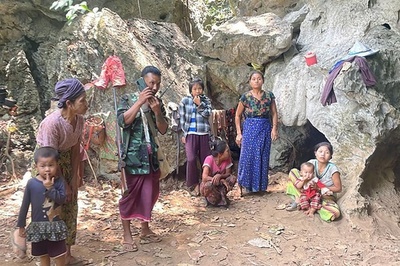 ミャンマー国軍が村を攻撃、住民ら洞窟に避難