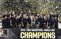 FIBAバスケットボール・ワールドカップ（FIBA Basketball World Cup 2014）決勝、米国対セルビア。優勝を喜ぶ米国の選手ら（2014年9月14日撮影）。(c)AFP/JAVIER SORIANO