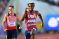 第18回世界陸上オレゴン大会、男子200メートル予選に臨む米国のノア・ライルズ（2022年7月18日撮影）。(c)Jewel SAMAD / AFP