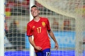 サッカー国際親善試合、スペイン対コロンビア。シュートを外して悔しがるスペインのイアゴ・アスパス（2017年6月7日撮影）。(c)AFP/JOSE JORDAN