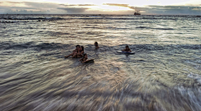 イースター島、海に沈む太陽