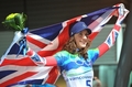 2010年%%バンクーバー冬季五輪%%スケルトン女子。合計3分35秒64で金メダルを獲得した英国のエイミー・ウィリアムズ（%%Amy Williams%%）。（2010年2月19日撮影）(c)AFP/LEON NEAL