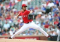 14MLB、テキサス・レンジャーズ（Texas Rangers）対ミネソタ・ツインズ（Minnesota Twins）。先発登板するダルビッシュ有（Yu Darvish、2014年6月28日撮影）。(c)AFP/Getty Images/Rick Yeatts