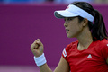 女子テニス、国別対抗戦のフェドカップ（2013 Fed Cup）は10日、ワールドグループ1部の1回戦が各地で行われ、第3試合で森田あゆみ（Ayumi Morita）は6-4、6-1でロシアのエレナ・ベスニナ（Elena Vesnina）に勝利した。

第1セットを先取しガッツポーズを見せる森田あゆみ（2013年2月10日撮影）。(c)AFP/KIRILL KUDRYAVTSEV