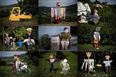 伊で恒例の「かかしコンテスト」 アイデア満載の作品披露