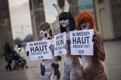アニマル・ペイントで毛皮に抗議 PETA