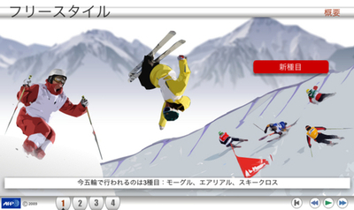 【アニメーション】バンクーバー冬季五輪の種目解説、フリースタイルスキー