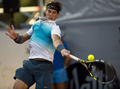 男子テニスのラファエル・ナダル（Rafael Nadal、スペイン）が5日、VTRオープン（VTR Open 2013）で7か月ぶりの実戦復帰を果たし、アルゼンチンのフアン・モナコ（Juan Monaco）と組んだ男子ダブルス1回戦で勝利を収めた。

リターンを打つラファエル・ナダル（2013年2月5日撮影）。(c)AFP/MARTIN BERNETTI