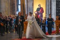 ロシア・サンクトペテルブルクのイサク大聖堂で行われたゲオルギー・ミハイロビッチ・ロマノフ氏とレベッカ・ビルジニア・ベッタリーニさんの結婚式（2021年10月1日撮影）。(c)Olga MALTSEVA / AFP