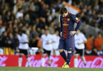 FCバルセロナ、メッシが12試合連続得点もバレンシアと引き分け