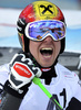 2013-14アルペンスキーW杯、男子大回転開幕戦。歓喜するテッド・リゲティ（Ted Ligety、2013年10月27日撮影）(c)AFP/SAMUEL KUBANI
