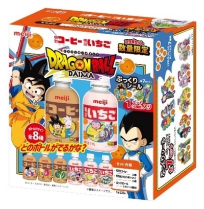 ぷっくりシールつき「明治コーヒー・明治いちご ドラゴンボールDAIMAコラボセット」3月24日 数量限定販売