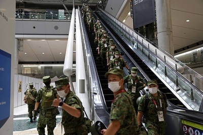 メディアセンターでも東京五輪の運営を支援する自衛隊員