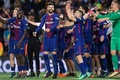 17-18スペイン1部リーグ第36節、FCバルセロナ対レアル・マドリード。試合後に歓喜するFCバルセロナの選手（2018年5月6日撮影）。(c)AFP PHOTO / LLUIS GENE