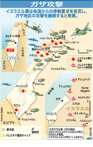 【図解】ガザ地区内外の攻撃状況