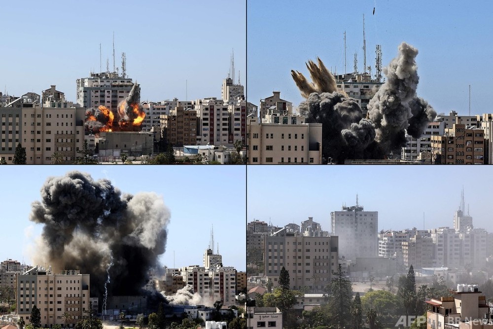 イスラエルのガザ空爆、家族10人死亡 米AP通信など入居のビルも倒壊