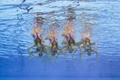スペイン・バルセロナ（Barcelona）で開催されている第15回世界水泳選手権（15th FINA World Championships）。水中カメラで撮影されたシンクロナイズドスイミング・チームの演技の様子。

チームテクニカルルーティン（TR）決勝で演技するスペインの選手（2013年7月22日撮影）。(c)AFP/FRANCOIS XAVIER MARIT