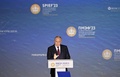 ロシア・サンクトペテルブルクで開催されたサンクトペテルブルク国際経済フォーラムで演説するウラジーミル・プーチン大統領（2023年6月16日撮影）。(c)AFP PHOTO / Host photo agency RIA Novosti
