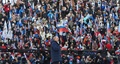 ロシア首都モスクワのルジニキ・スタジアムで開かれた集会で演説するウラジーミル・プーチン大統領（2022年3月18日撮影）。(c)Mikhail KLIMENTYEV / SPUTNIK / AFP