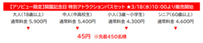 東武動物公園 開園45周年記念 特別アトラクションパスセットを４５円で販売