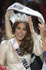 2013年の優勝者、ベネズエラ代表のマリア・ガブリエラ・イスレル（Maria Gabriela Isler）さん。ロシア首都モスクワで開かれた最終選考会で（2013年11月9日撮影）。(c)AFP/ALEXANDER NEMENOV