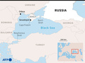黒海を中心としたウクライナ南部オデーサとクリミア半島、ロシアの位置関係（2021年6月23日作成）。(c)Jean-Michel CORNU, Tupac POINTU / AFP