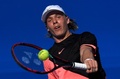 テニス、メキシコ・オープン、男子シングルス1回戦。リターンを打つデニス・シャポバロフ（2018年2月27日撮影）。(c)AFP PHOTO / PEDRO PARDO