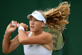 テニス、ウィンブルドン選手権、女子シングルス4回戦。リターンを打つミラ・アンドレーワ（2023年7月10日撮影）。(c)Daniel LEAL / AFP