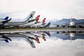 航空機保管会社ターマック・アエロセーブが保管する航空機。フランス南西部アズレの駐機場で（2021年2月4日撮影）。(c)Lionel BONAVENTURE / AFP