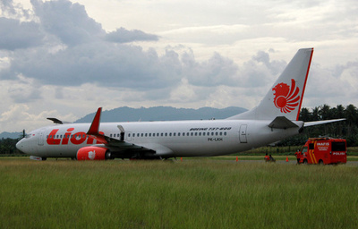 旅客機が牛に衝突、オーバーラン インドネシア